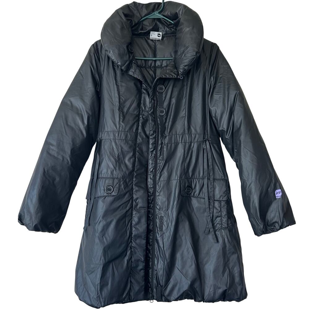 Orage reversible puffer ski jacket mid length outdoor winter coat cinched S